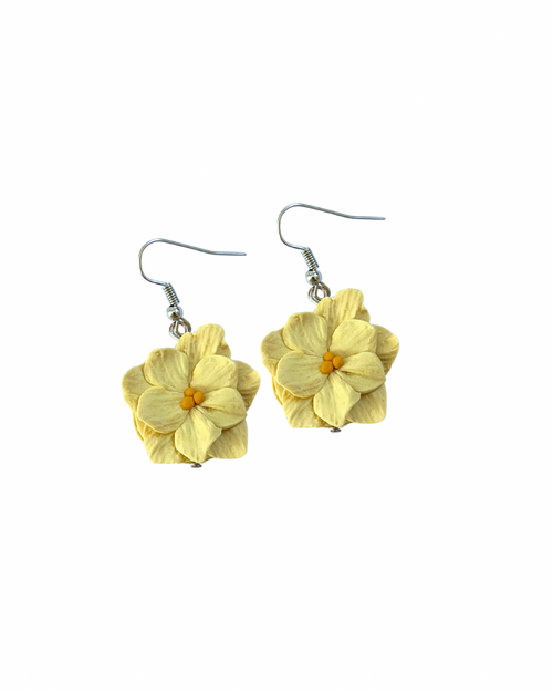Butter Yellow or Wispy Pink Floral Dangle Earrings – Handmade Lightweight Statement Jewelry for Women